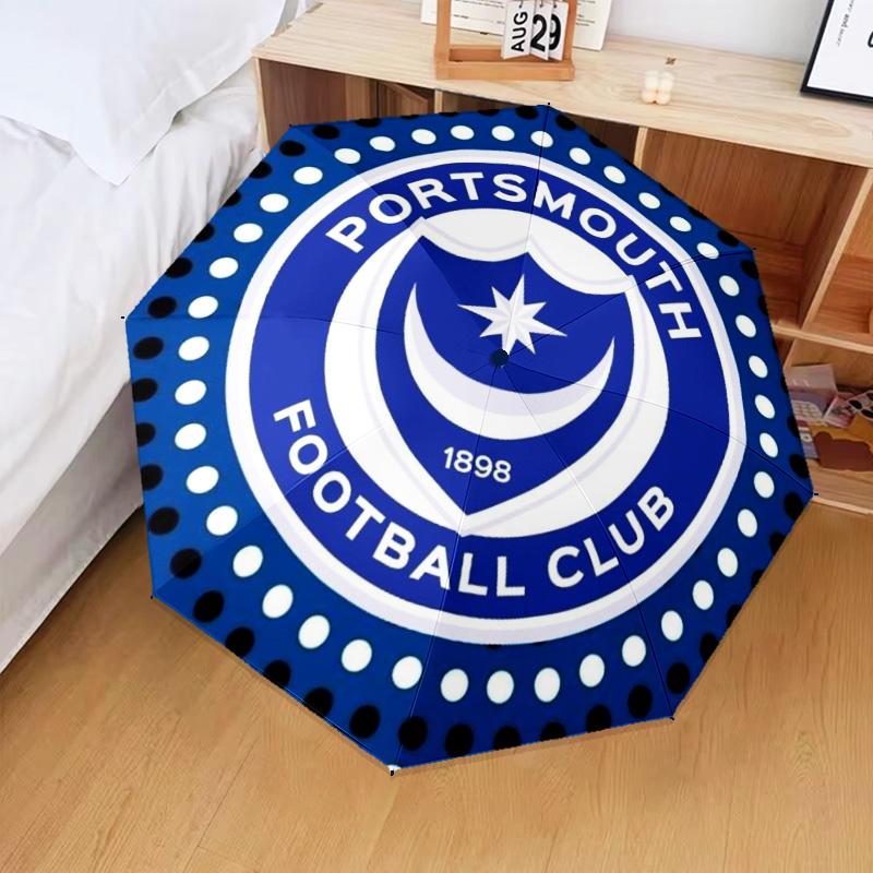 1PC Ports-mouth Fc Anniversary Printed Umbrella Folding Umbrella, Automatic Umbrella 8-Frame for Travel, Camping Fan Gifts Christmas Gifts