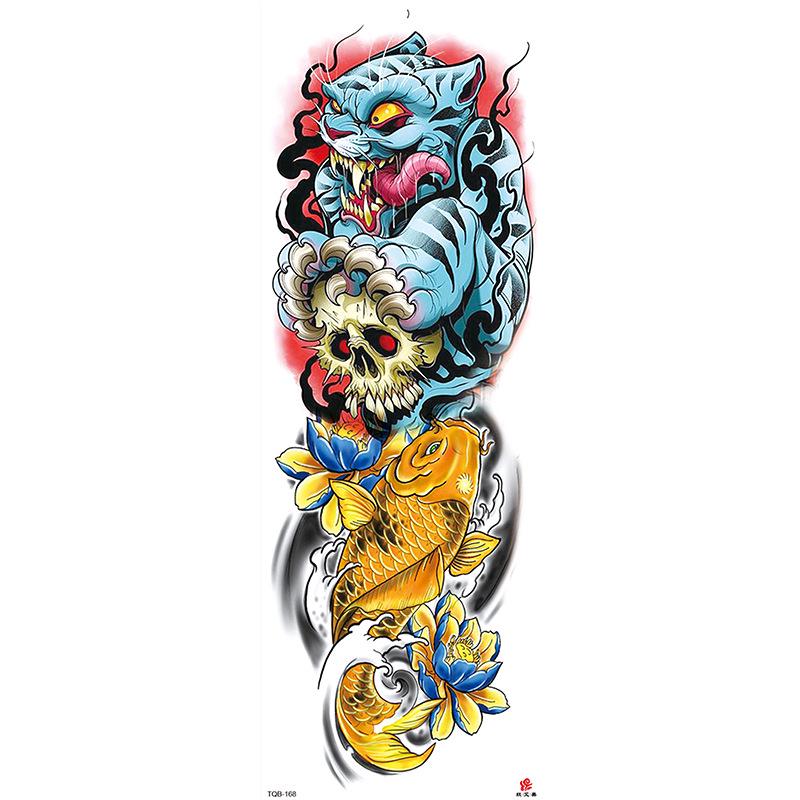 Waterdichte tattoo stickers voor de hele arm: Jezus, Maagd Maria, Kroon, Leeuw-ontwerp
