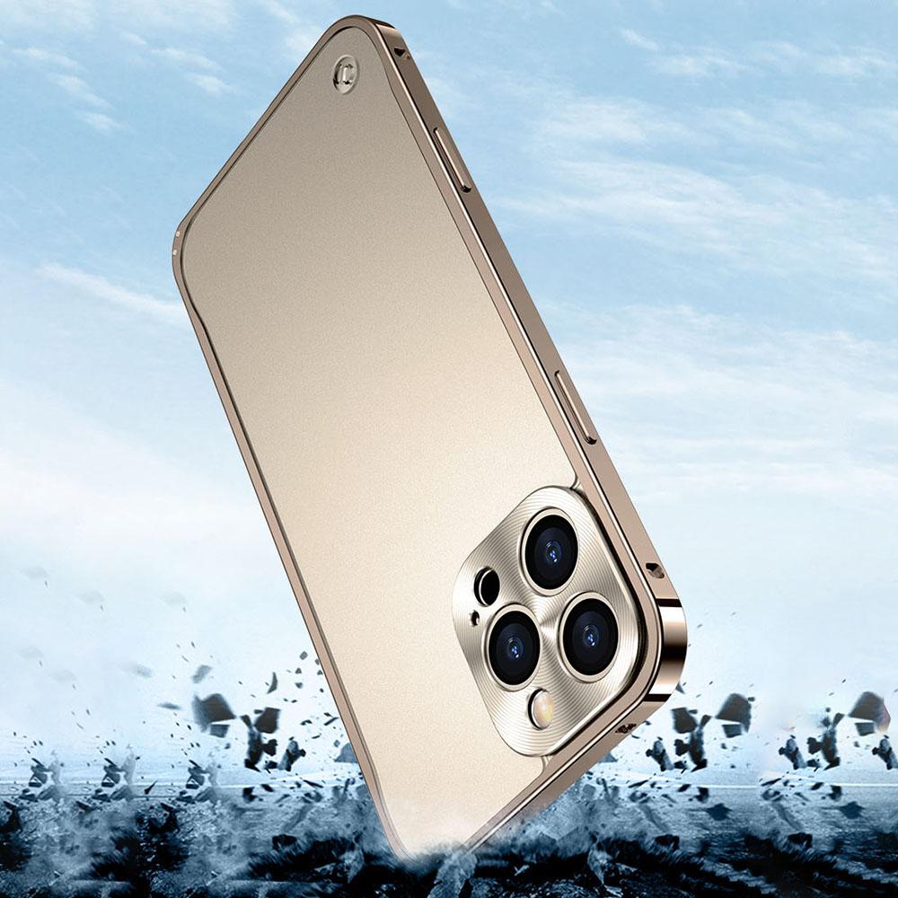 For iPhone 16 Pro Metal Clear Case Safety Lock Matte Anti-Fingerprint Back Cover