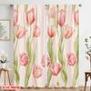 2pcs,2D Plane Printing Curtain Popular Vertical Tulip Stripes Versatile Polyester Fabric (without Rod) Room Decor Perfect for