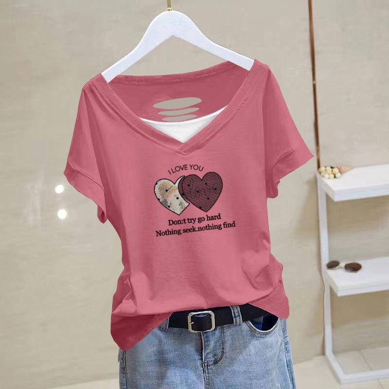 Women's 2024 Summer Pure Cotton Loose-Fit Short-Sleeve Korean T-Shirt
