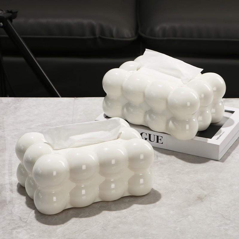 Modern Minimalist Plastic Tissue Box Living Room Bathroom Decorative Dispenser With Bow Accent