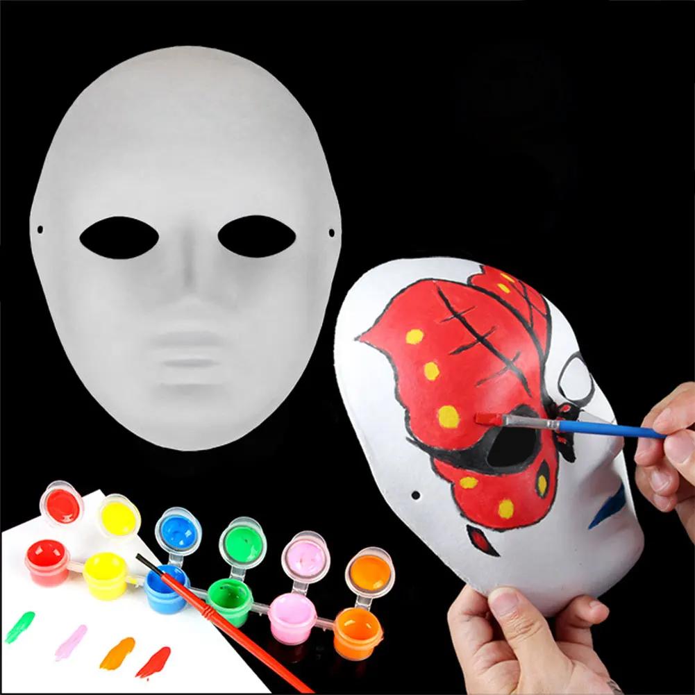 10 ks Prázdná maska Hladký povrch Maska na celý obličej Kreativní papírová maska k malování Cosplay maska Maškarní doplňky
