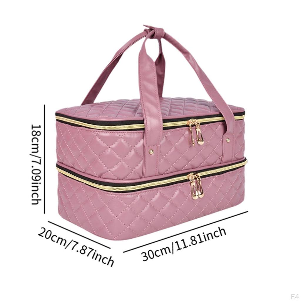 Nagellack Organizerväska Dubbla Lager Rymmer 40 Flaskor Bärbar för