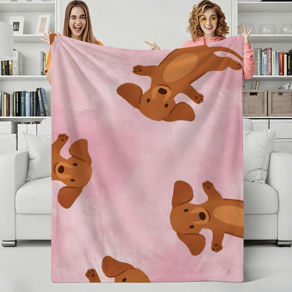 Animal D-Dachshunds Throw Flannel Blanket Perfect for Sofa Office Bed Travel Sleep Read Relax Camping four season use