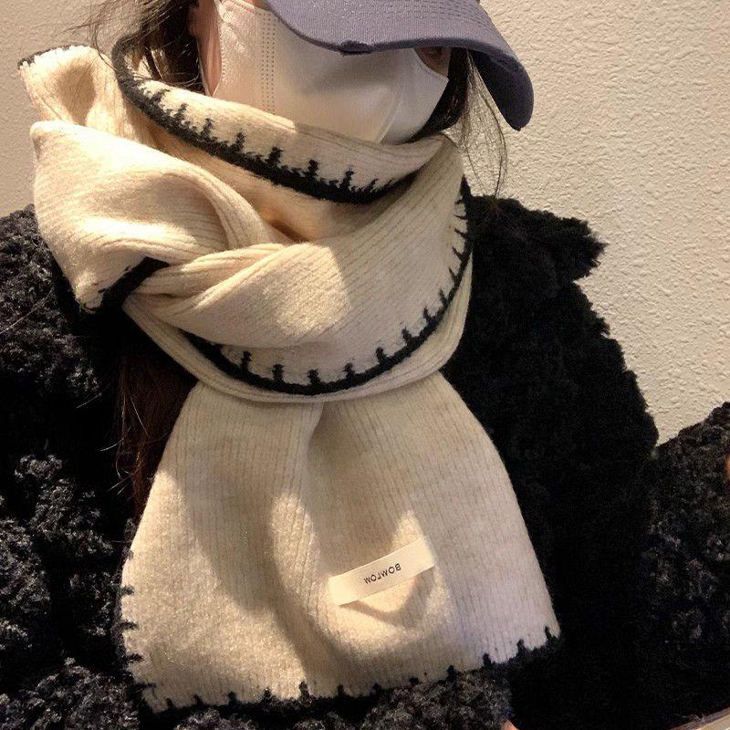 Warm Winter Classic Elegant Versatile Solid Color Beige Thickened Scarf Warm Cold-proof Neck Warmer Shawl