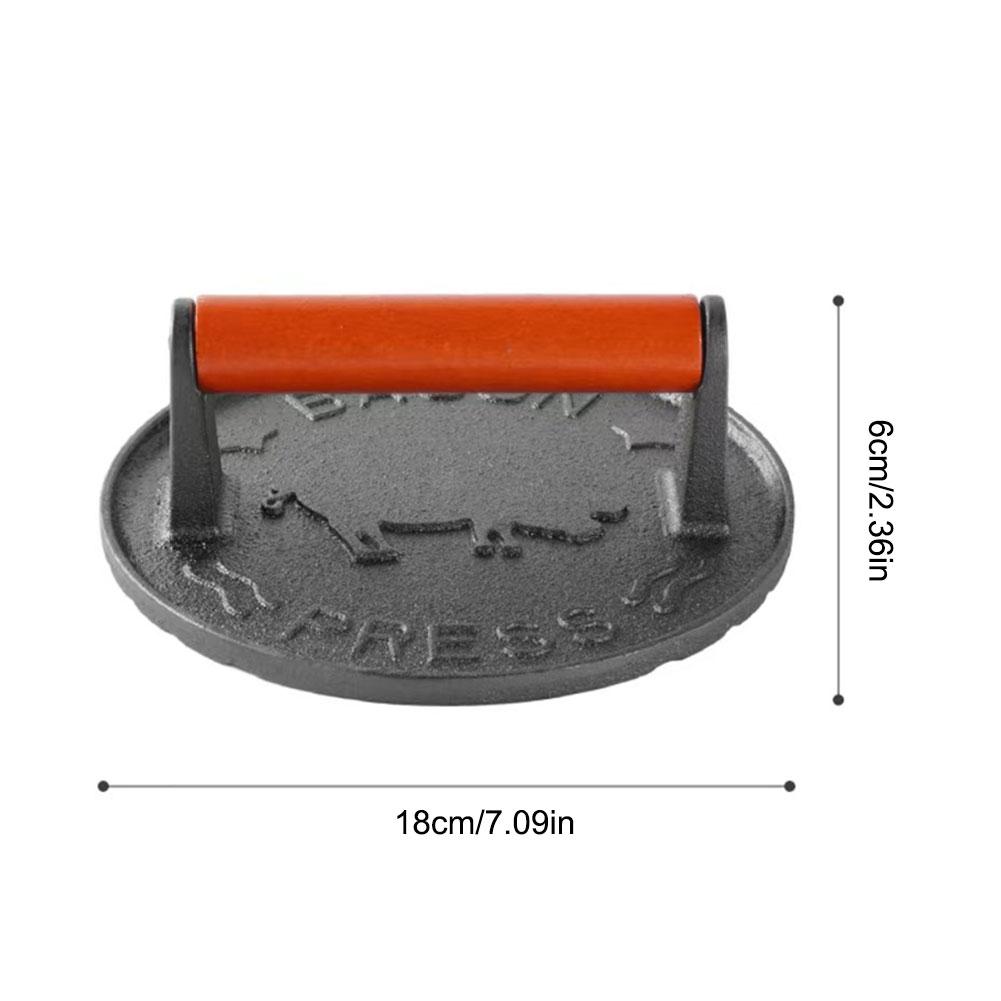 Cast Iron Burger Press Hamburger Patties Meat Masher Circular Meat Press Mold Non-Stick for Deli Meats Kitchen Accessories