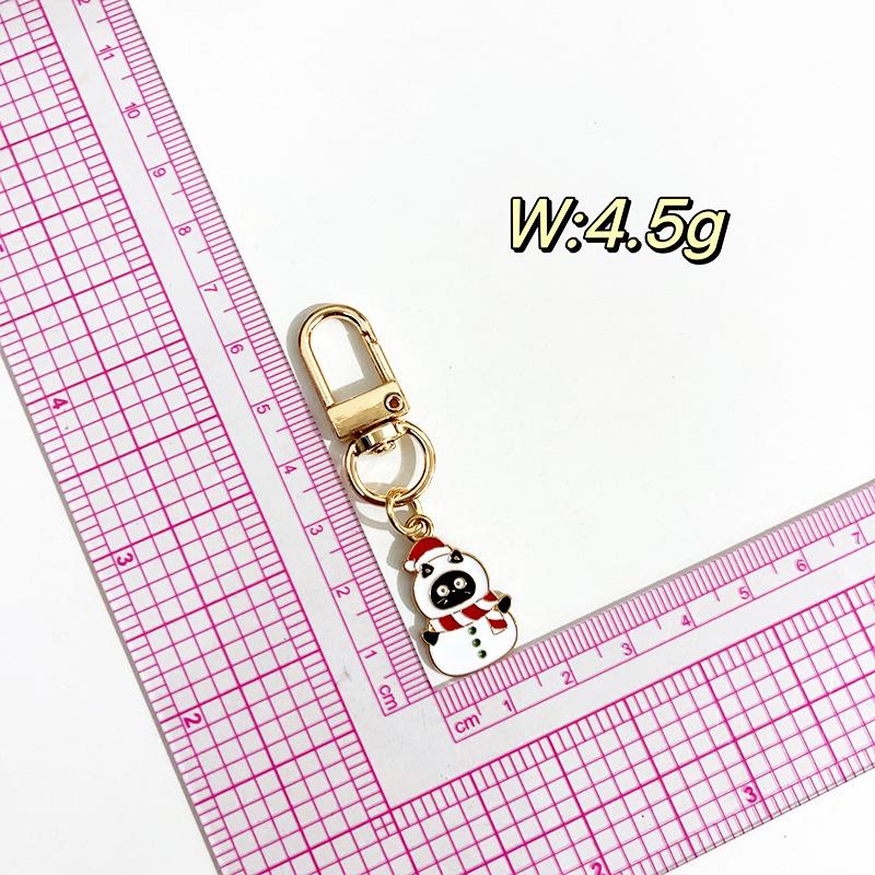 Japanese Black Kitten Christmas Keychain - Cute Cartoon Style Gift Pendant