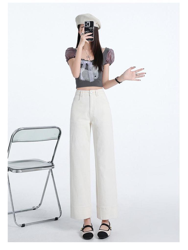Women's 2025 Tencel High-Waisted Wide-Leg Cropped Jeans - Summer Thin, Straight, Loose, Drapey, Slimming Pants