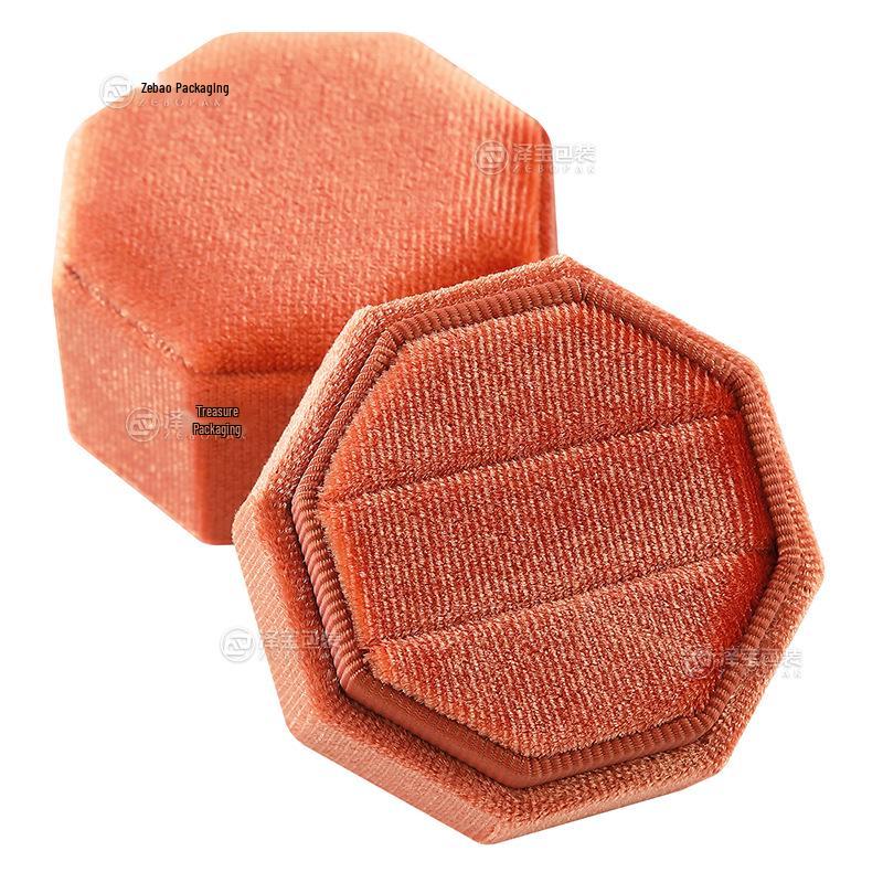Octagonal Velvet Jewelry Box for Wedding or Proposal Rings