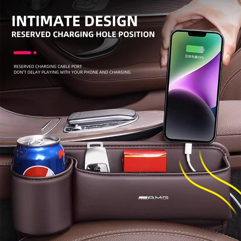 Auto Leder Sitzspalt-Organizer Mit Becheraufbewahrungsbox Für Mercedes Benz AMG W177 W176 X166 X167 C257 C218 X253 C118 C117 H247 X156
