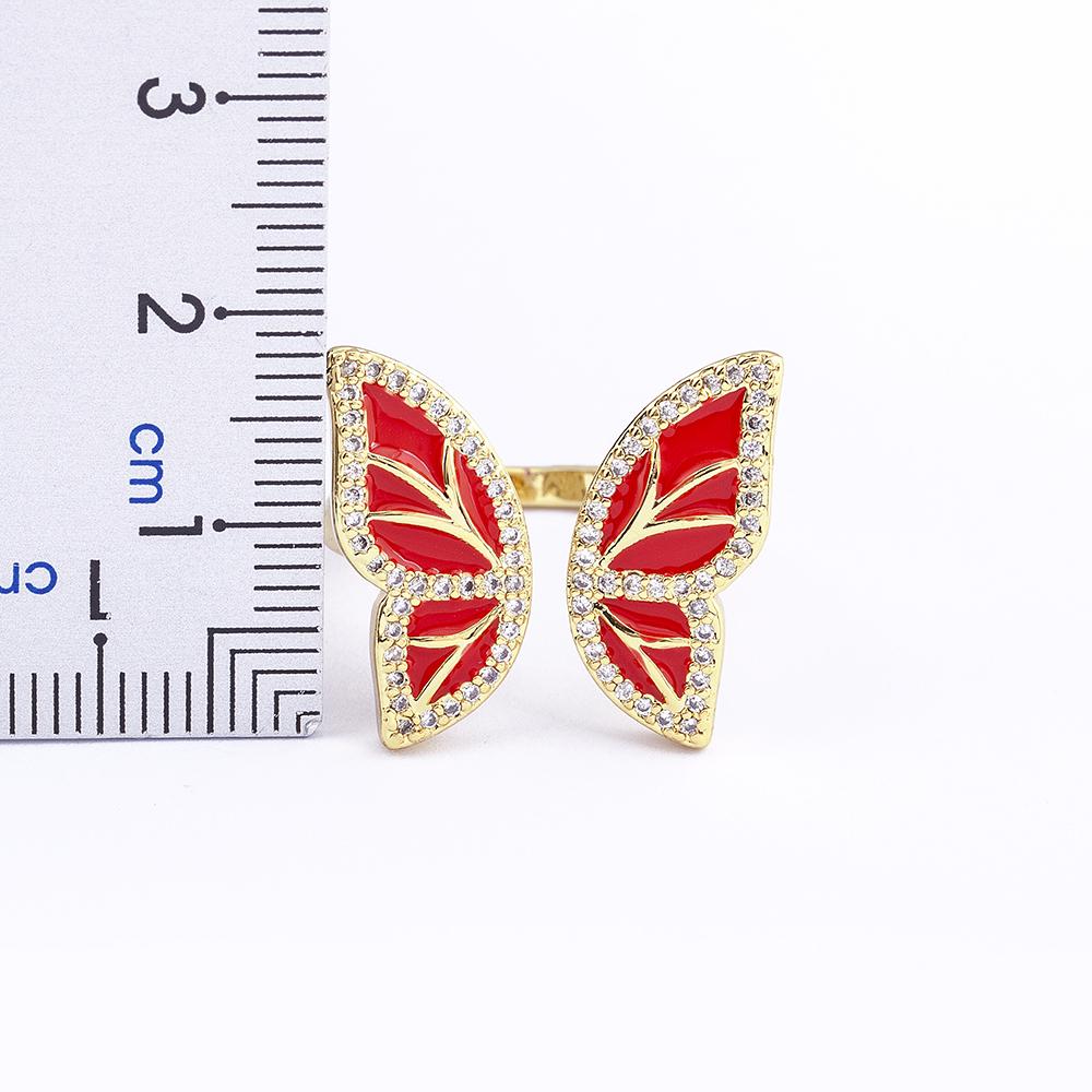 High Quality New Style INS Butterfly Enamel Dripping Oil Glazed Geometric Ring 5 Colors for Women Party Friendship Jewelry Gift