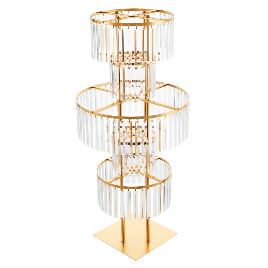 5 Tier Crystal Flower Stand Wedding Centerpieces Decoration Elegant Stand with Hanging Crystals for Wedding Party Centerpieces