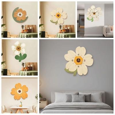 Wall Decoration 30cm Flower Creative Clock Slient Decor Artistic Simple Wall Clock Modern Cartoon Home Clock Living Room