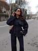 2025 Autumn/Winter Women's Retro Lapel Denim Shirt & Pants Set - European and American Trend