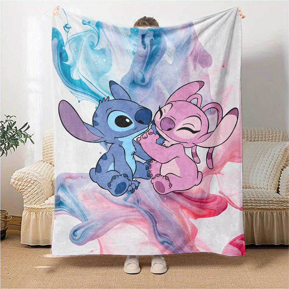 Stitch Angel Blanket Soft Throw Blanket For Home Bedroom Bed Sofa Travel Office Solid Christmas Blanket