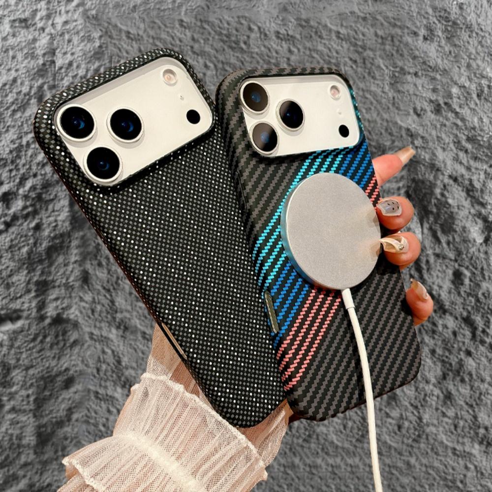 Matte Carbon Fibre forMagsafe Case foriPhone 17 Air 16 15 14 Plus 13 12 Pro Max 17Pro Wireless Charge Skin Glossy Armor Cover