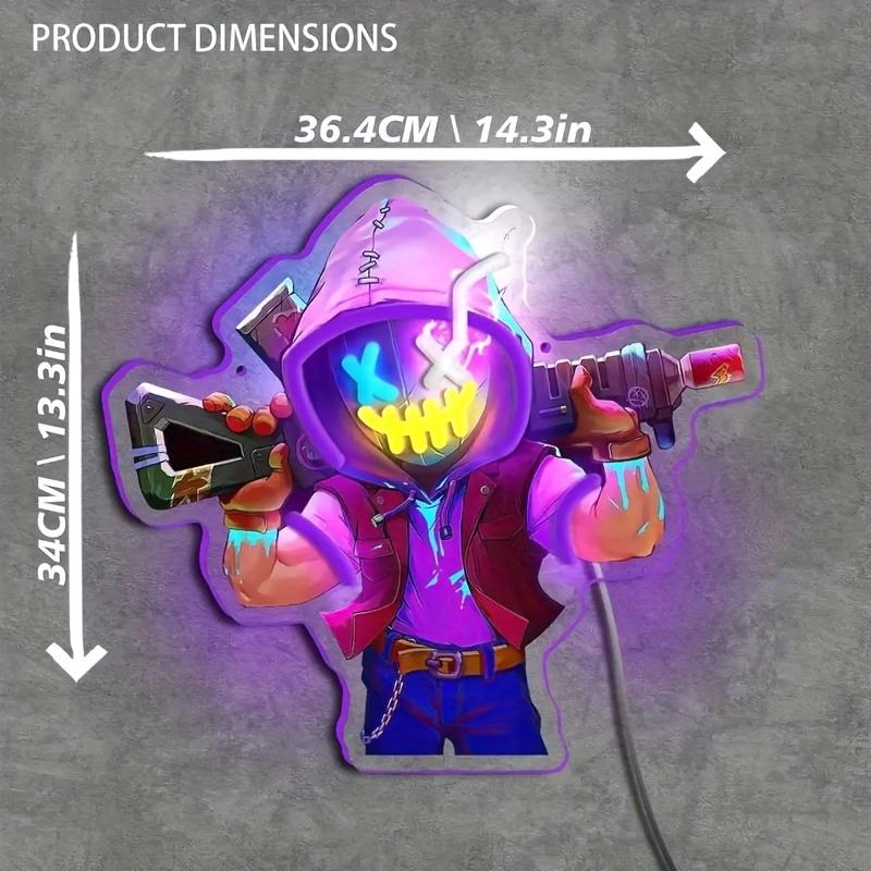 Arte de Pared LED Neón - Impreso con UV, Plástico Multicolor, Controlado por Interruptor, Para Colgar en la Pared, Alimentado por USB, Sin Batería, Duradero para Decoración de Sala de Juegos y Bar