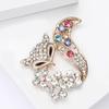 Rhinestone Ladies Fox Brooch for Women Clothing Coat Crystal Animal Pins Party Jewelry Accessories
