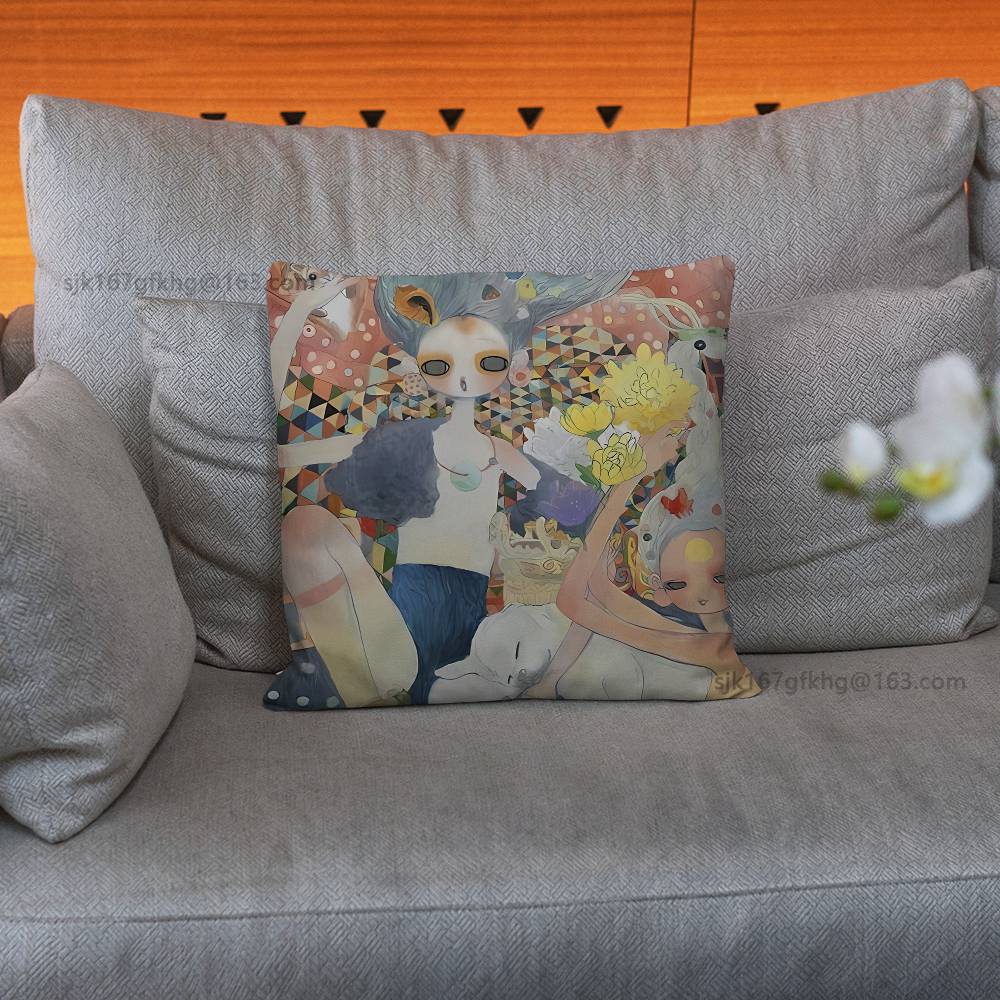 Aya Takano Pillow Case Sofa Living Room Bedroom Headboard Backrest Cushion Square Cushion Nap Time