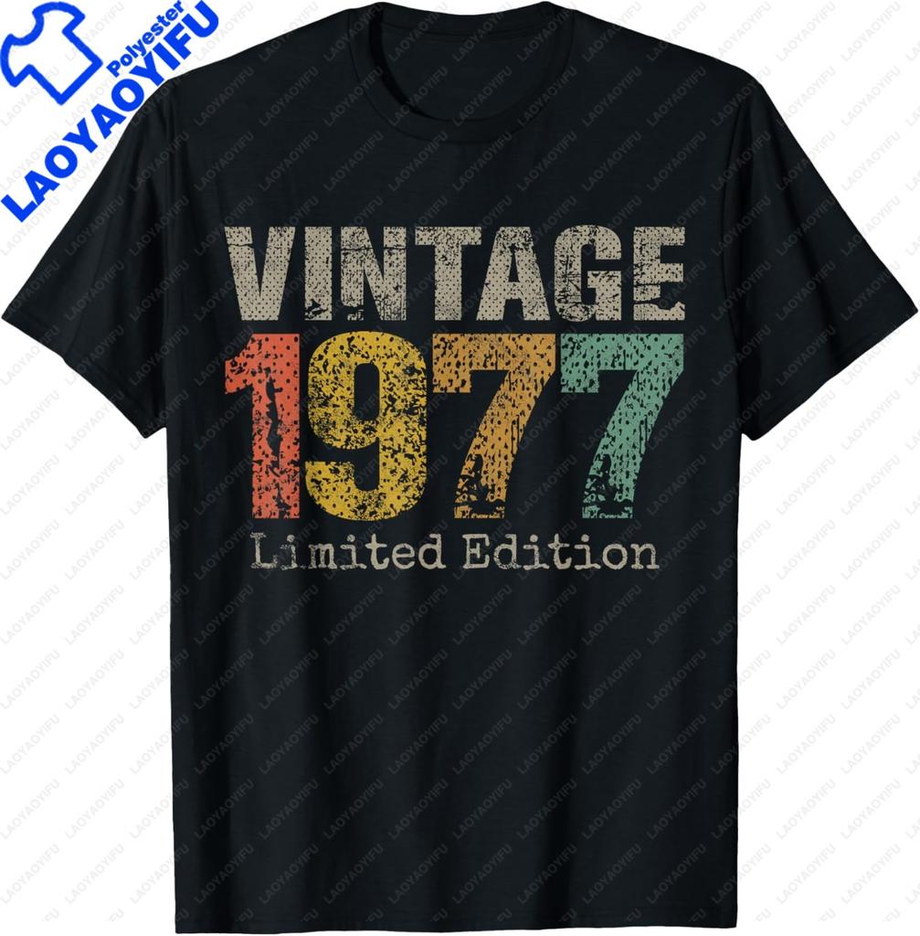 Unisex Unisex Vintage 1977 Tshirt Custom Printed Graphic T Shirts Casual Streetwear Summer Tops