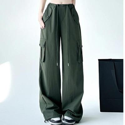 Women's Pants with Parachute Style, High Waist, and Wide Legs, Quick Drying Cargo Pants
