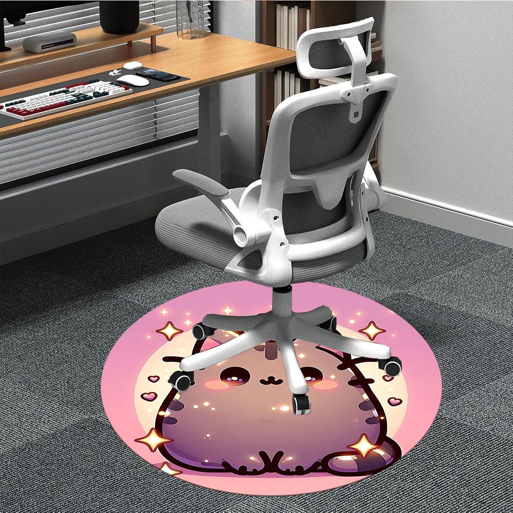 1 szt. Pusheen Uroczy Kot Okrągły Dywanik Biurowy, Pod Krzesła Biurowe, Sypialnia, Salon, Wystrój Domu, Dekoracja Pokoju, Dostępny w Różnych Rozmiarach