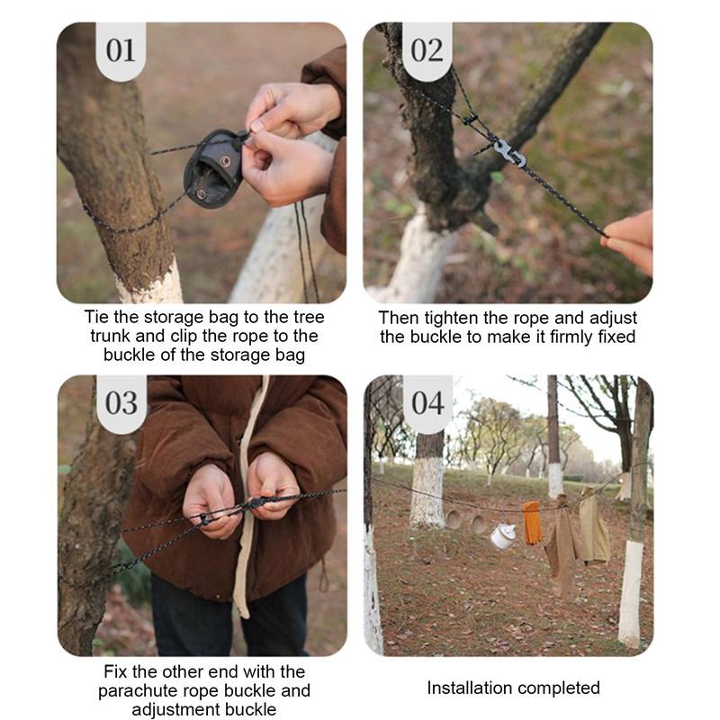 3M Outdoor Camping Stretch Clothesline With 12 Clips Windproof Travel Stretchy Clothesline Sock Line Hanging Laundry Drying Rope