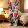 Men's Corduroy Print Pajama Pants with Pockets Casual Sleepwear Bottoms