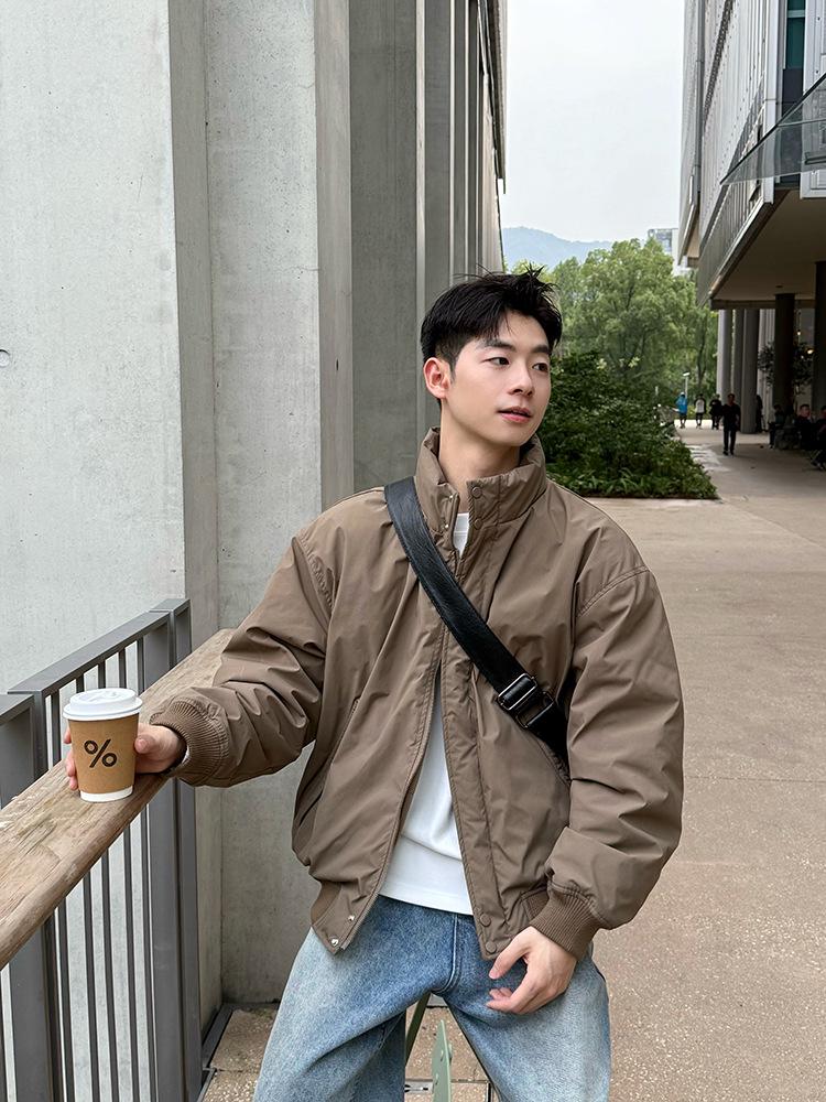 Achen Lightweight Winter Goose Down Harrington Jacket - Versatile Stand Collar Outerwear XL Filling: 99g