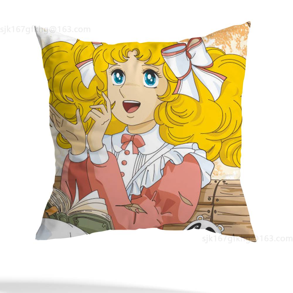 C-Candy Süßigkeit Anime Kissenbezug Anti-Milben Kissenbezug Unsichtbarer Reißverschluss seidiger kurzer Plüsch Sofakissenbezug