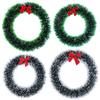Christmas Hanging Garland With Red Bow 30cm Wreath For Door Wall Window Durable Plastic New Year Festive Party Decoration