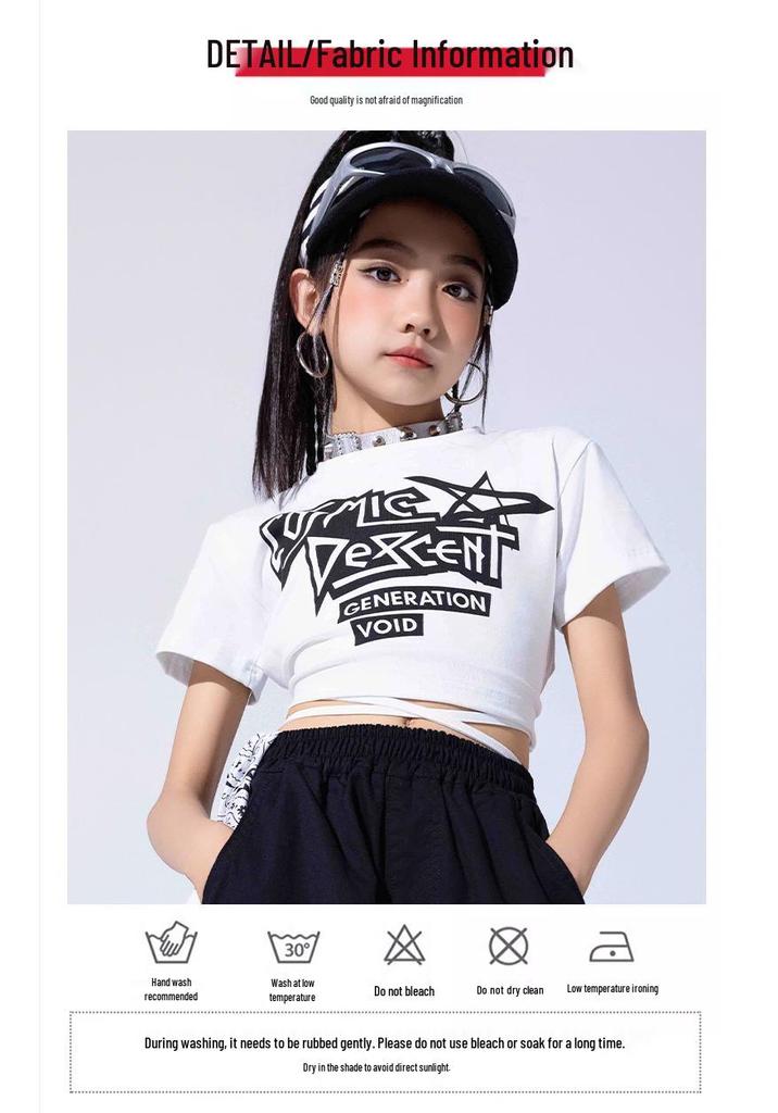 Girls' Trendy Jazz & Hip Hop Dance Costume - Crop Top & Street Dance Set for Kids