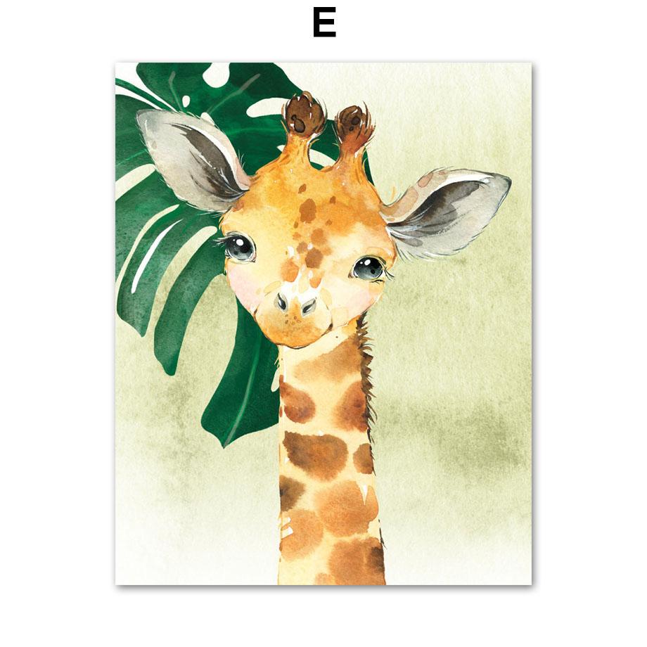 Lion Giraffe Zebra Tropical Leaf Jungle Animals Nordic Posters And Prints Wall Art Canvas Painting Wall Pictures Kids Room Decor