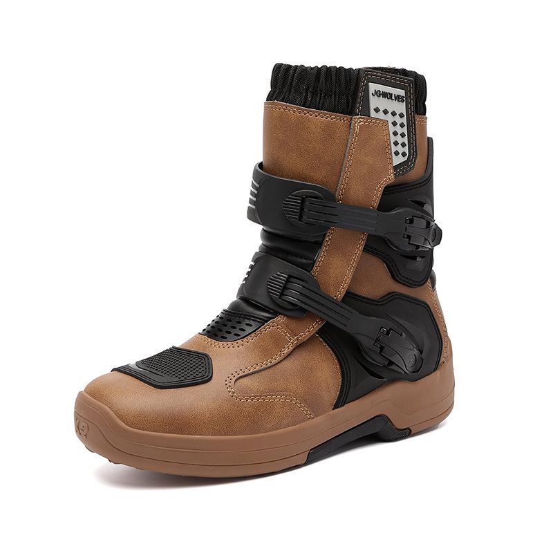 Men's Four Seasons Motorcycle Riding Shoes - Off-Road Racing Ankle Boots & Touring Gear