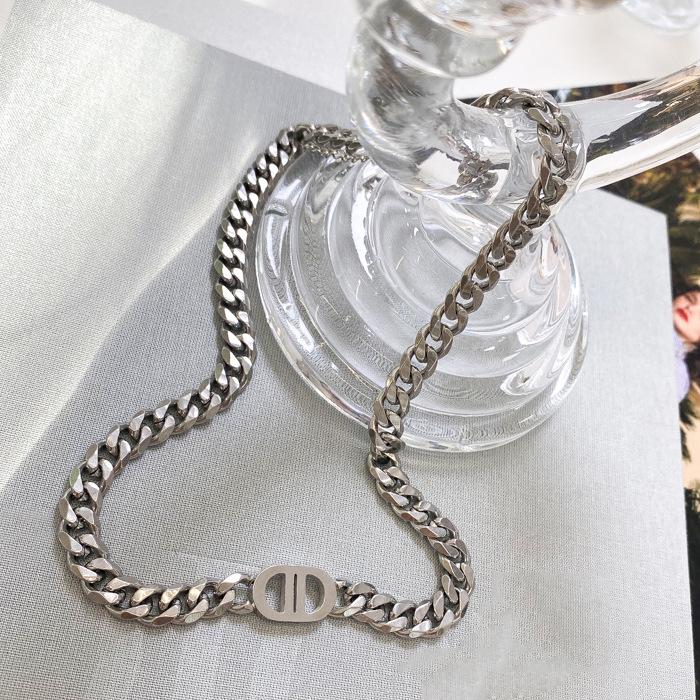 Gold Double D Titanium Steel Chain Necklace - Bold European & American Style for Women