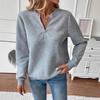 Autumn Winter Solid Color Casual Fashion Zipper Sweatshirt Women Simple All-match Bottomed Pullover Top