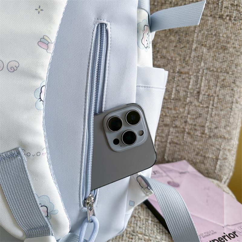 Color Block Cartoon Backpack Commuter Large Capacity Schoolbag Women's Lightweight Backpack