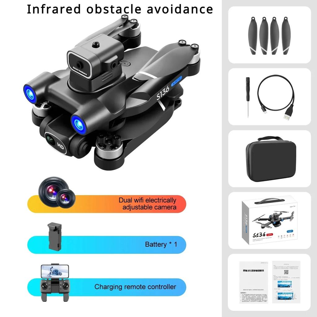 S136 Max GPS Rc Drone 4K HD Dual Camera Professional Photography Obstacle Avoidance Brushless Helicopter Foldable Quadcopter