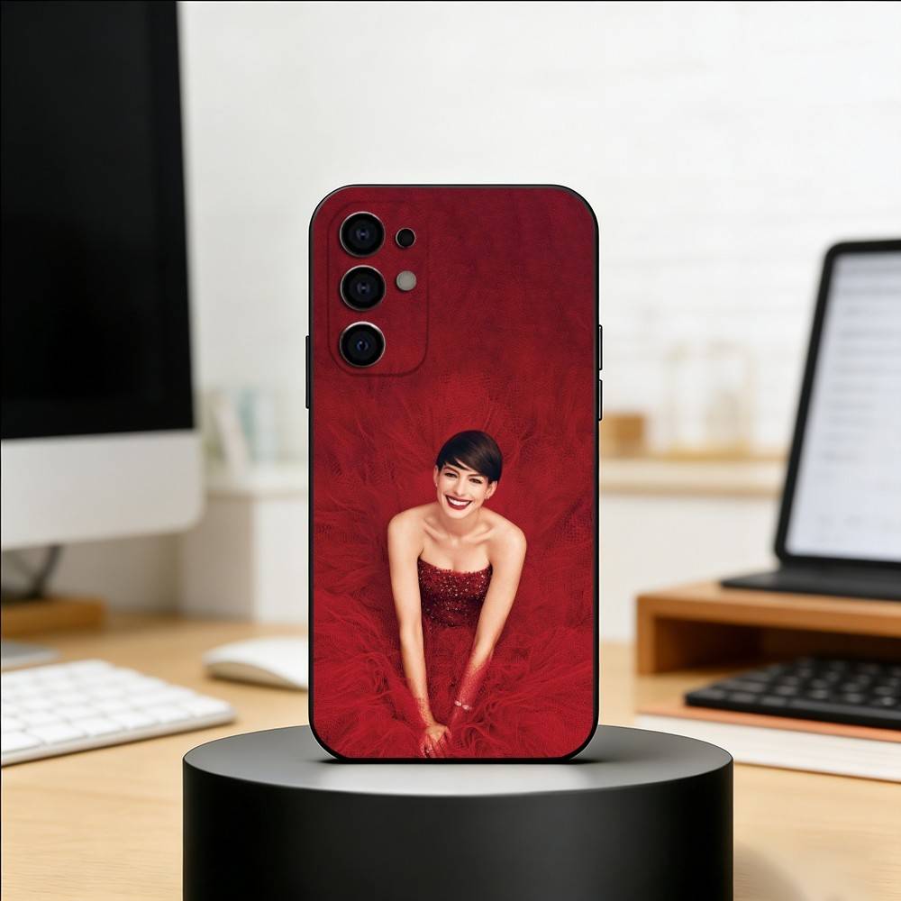 Actor A-Anne Hathaway Phone Case For Samsung S25,S24,S21,S22,S23,S30,Ultra,S20,Plus,Fe,Soft Silicone Black Cover
