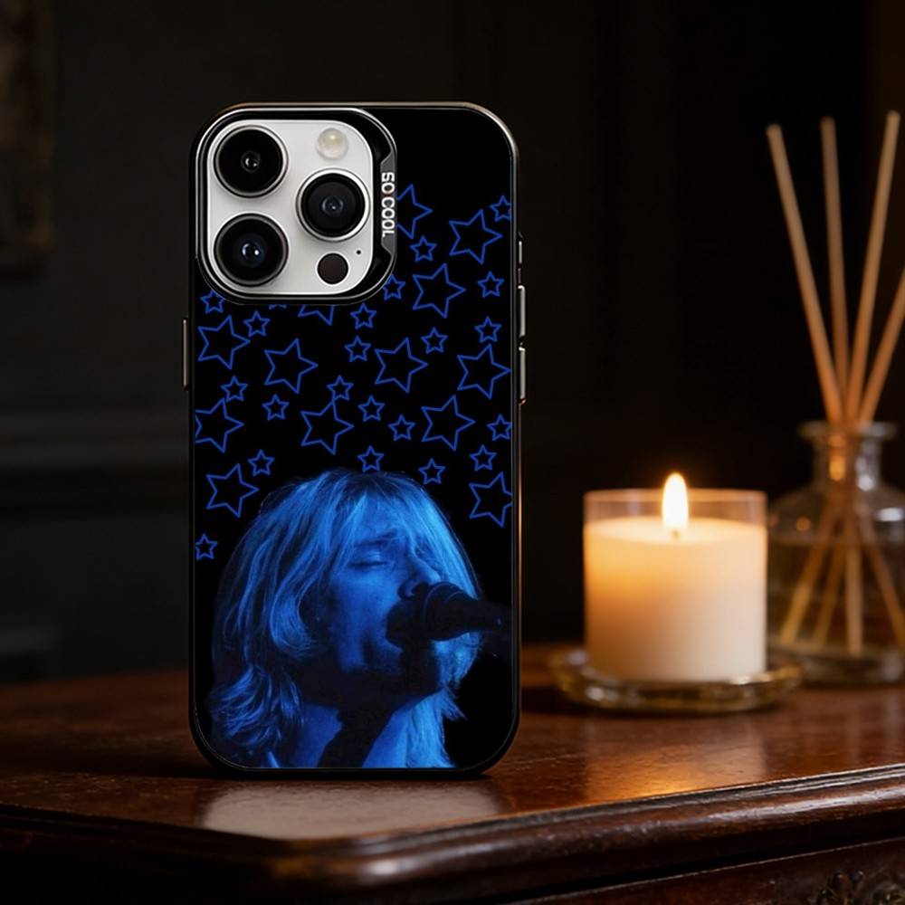 K-Kurt Singer C-Cobain Phone Case For iPhone 17 16 15 14 13 12 11 Pro Max Plus Silver Matte Black Cover