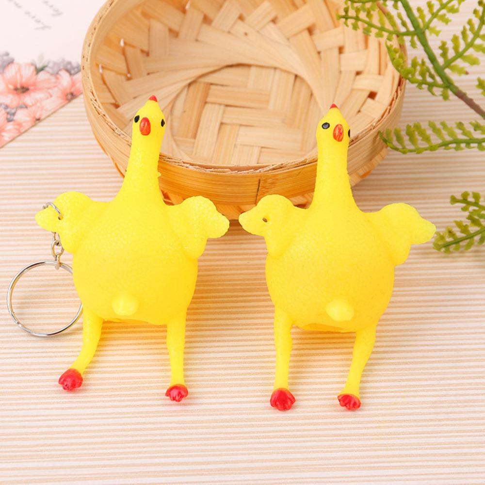6/12/20Pcs Funny Squeeze Laying Egg Chicken Keychains, Novelty Squishy Surprise Keyring For Wedding Favors Party Guests Gifts