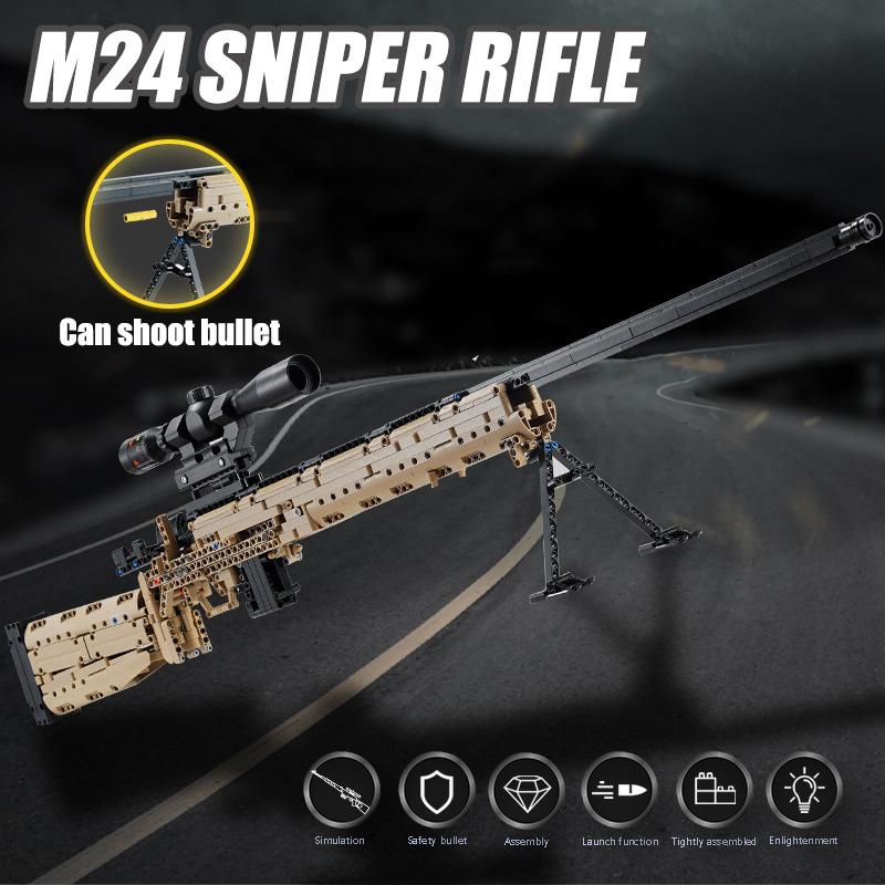 Military Gun MK14 Battle Rifle Army M24 Sniper Rifle Model Building Blocks Set Weapon Bricks Kits Toys For Children Boys Gifts