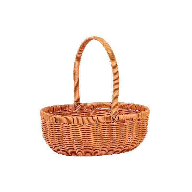 Imitation Rattan Handheld Flower & Snack Basket - Creative Gift & Storage Solution