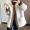 Wool Jacket Women's Autumn/Winter Short Loose and Thicken Baseball Jackets Female O Neck Casual Outwear Tops