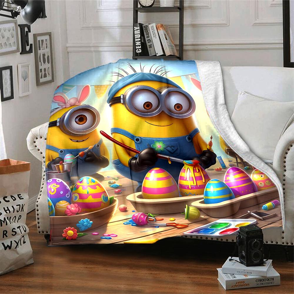 1Pc Minions Christmas Celebration Blanket Soft And Comfortable Casual Warm Camping Travel Christmas Halloween Gift M91754