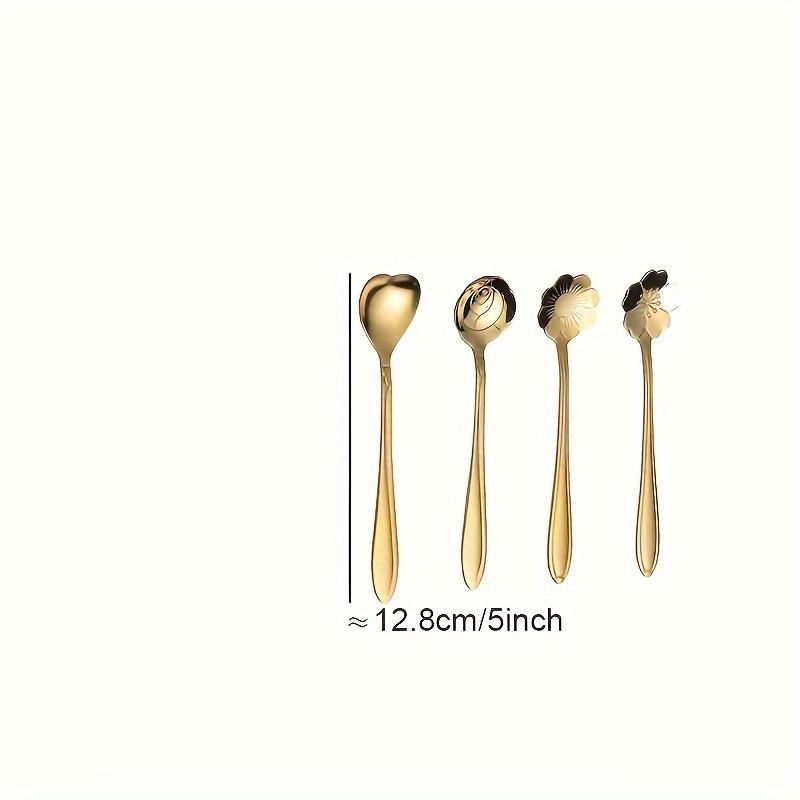 4pcs A Set of Elegant Stainless Steel Teaspoons with Floral Design - Suitable for Tea, Coffee, and Desserts - Perfect for Restaurants