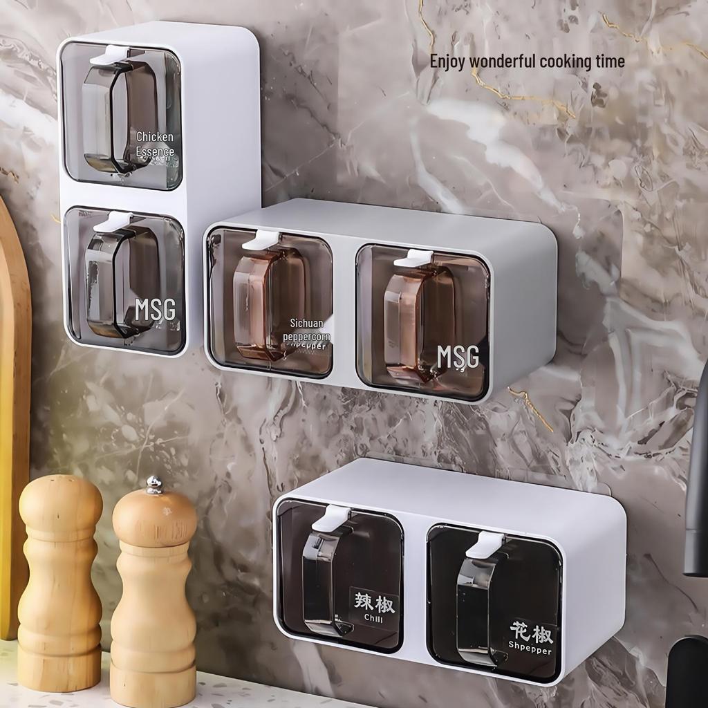 Scatola Portaspezie in Plastica Multiuso da Parete con Cassetto