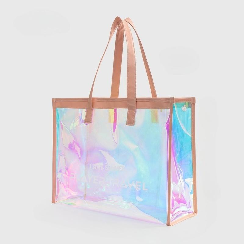 Colorful Laser Waterproof Swimming Bag Large Capacity Women's Handbag Jelly Bag Versatile Beach Bag Travel Storage Bag Toiletries Bag