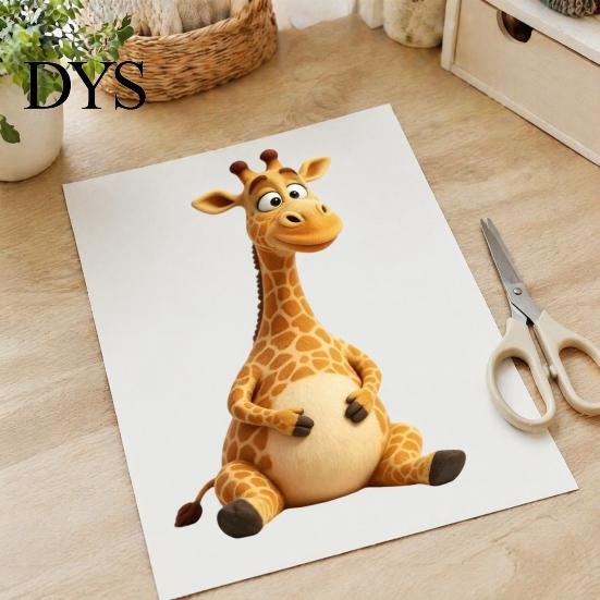 Reusable Sunproof Door Decals Cute Cartoon Giraffe Static Window Clings, Thick PVC No-Adhesive Removable Glass Decals, Childlike Wall Decor Waterproof